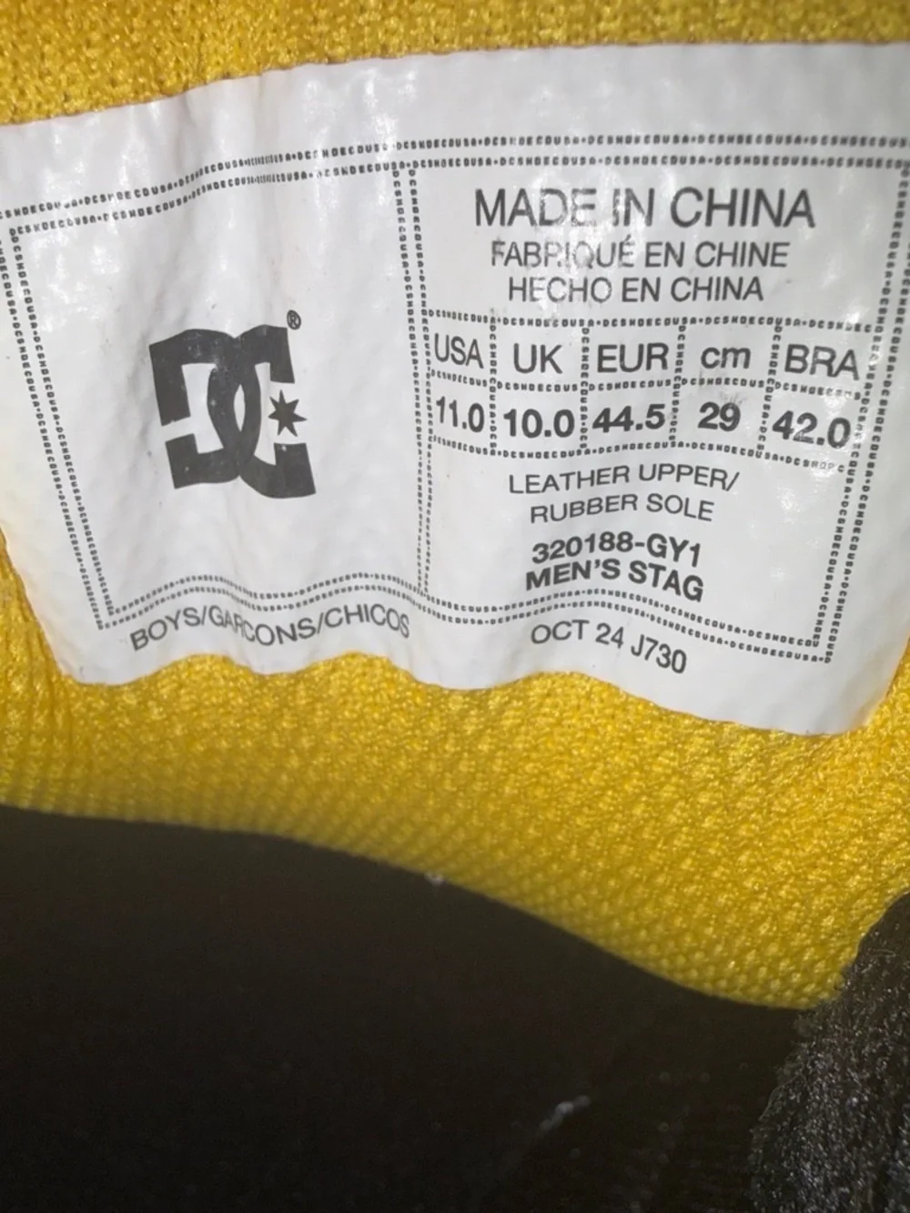 DC  Gray & Black Skate Shoe with Yellow Accent
